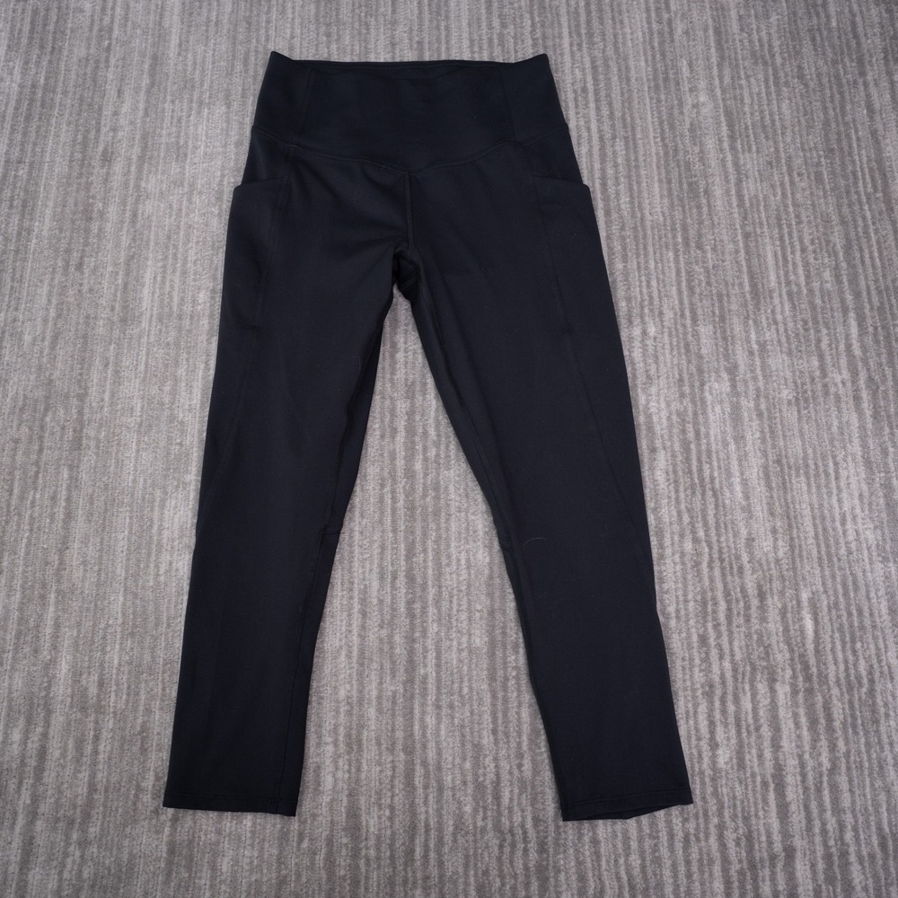 Danskin Leggings Womens Medium Black Excellent High Rise Cropped Pockets 4173